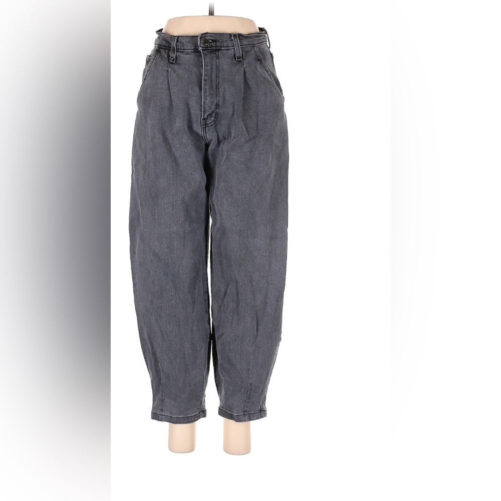 Grey Vibrant Miu Banana Leg Jeans 
High Waist Tapered Mom Jeans